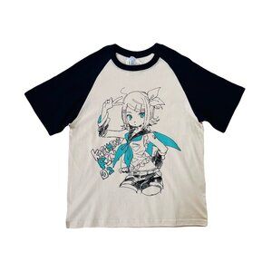 Harajuku navy cream raglan sleeve T-shirt for women